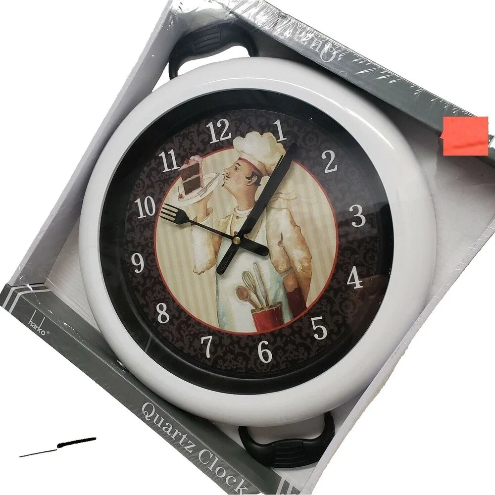 Plastic Kitchen Wall Clock, PAN SHAPE, 14